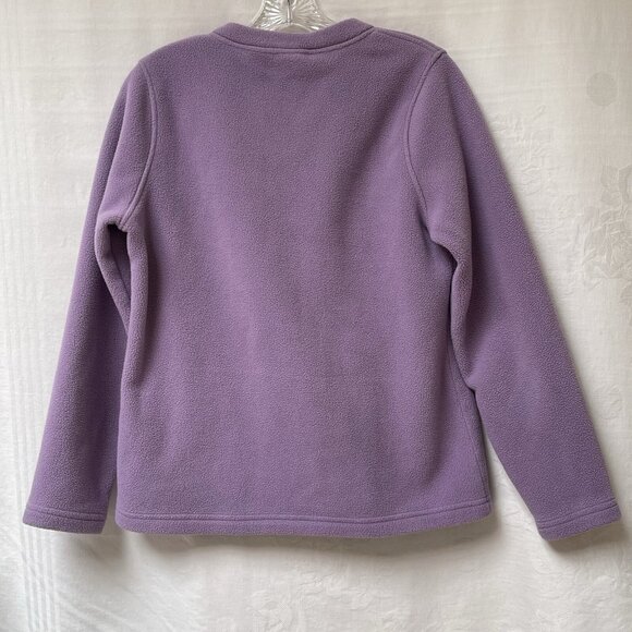 LL Bean Fleece Pullover Womens Small Lavender V Neck Sweater Cozy Winter Casual - Picture 3 of 10